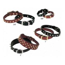 Spike's Collar Doubled and Stitched (Color: Black, size: 1" x 19")