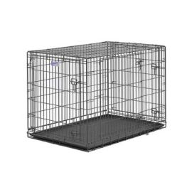Select Triple Door Dog Crate (Color: Black, size: 42" x 28" x 30")