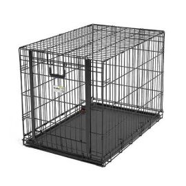 Ovation Single Door Crate with Up and Away Door (Color: Black, size: 37.25" x 23" x 25")