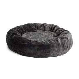 Quiet Time Deluxe Bagel Dog Bed (Color: Gray, size: 28.5" x 28.5" x 8")