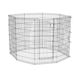 Life Stages Pet Exercise Pen with Door 8 Panels (Color: Black, size: 24" x 24")