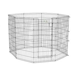 Life Stages Pet Exercise Pen with Door 8 Panels (Color: Black, size: 24" x 24")