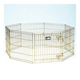 Gold Zinc Pet Exercise Pen 8 panels (Color: Gold, size: 24" x 24")