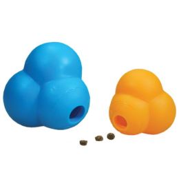 Dog Atomic Treat Ball (Color: Blue or Orange, size: 3.75" x 3.75" x 3.75")