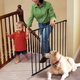 Safeway Wall Mounted Pet Gate (Color: Black, size: 24.75" - 43.5" x 30.5")