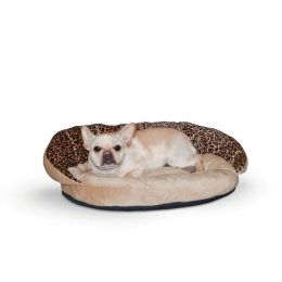 Plush Pet Bolster Sleeper (Color: Leopard, size: 23" x 30" x 7")