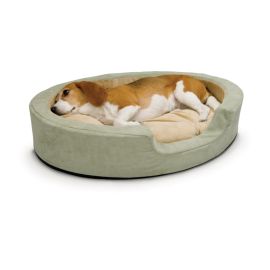 Thermo Snuggly Sleeper Oval Pet Bed (Color: Sage, size: medium)