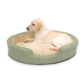 Thermo Snuggly Sleeper Oval Pet Bed (Color: Sage, size: large)