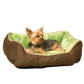 Lounge Sleeper Self-Warming Pet Bed (Color: Mocha / Green, size: 16" x 20" x 6")