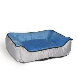 Lounge Sleeper Self-Warming Pet Bed (Color: Gray / Blue, size: 16" x 20" x 6")