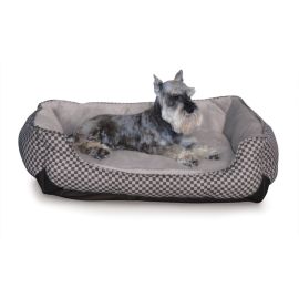 Self Warming Lounge Sleeper Square Pet Bed (Color: Black, size: medium)