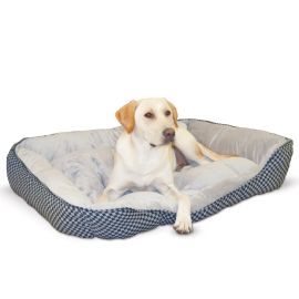 Self Warming Lounge Sleeper Square Pet Bed (Color: Black, size: large)