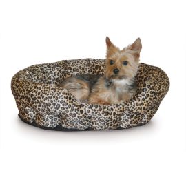 Self Warming Nuzzle Nest Pet Bed (Color: Leopard, size: 19" x 19" x 6")