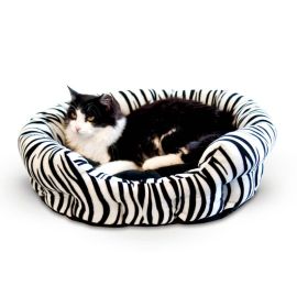 Self Warming Nuzzle Nest Pet Bed (Color: Zebra, size: 19" x 19" x 6")