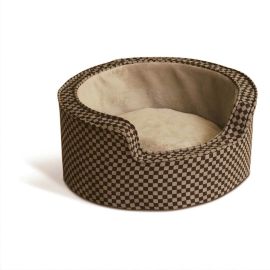 Round Comfy Sleeper Self-Warming Pet Bed (Color: Tan / Brown, size: small)