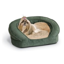Deluxe Ortho Bolster Sleeper Pet Bed (Color: Green, size: small)