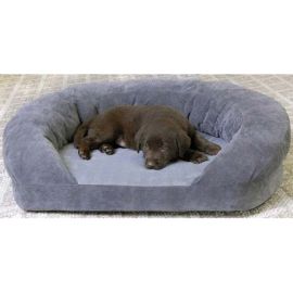 Ortho Bolster Sleeper Pet Bed (Color: Gray Velvet, size: small)