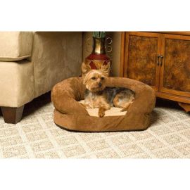 Ortho Bolster Sleeper Pet Bed (Color: Brown Velvet, size: medium)