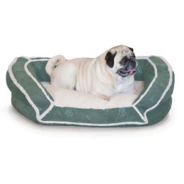 Deluxe Bolster Couch Pet Bed (Color: Green, size: small)