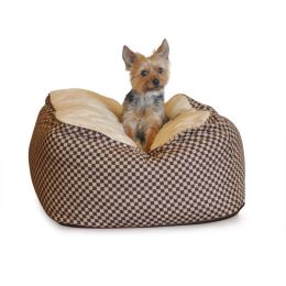 Deluxe Cuddle Cube Pet Bed (Color: Brown, size: small)
