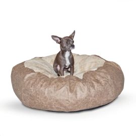 Self Warming Cuddle Ball Pet Bed (Color: Tan, size: small)