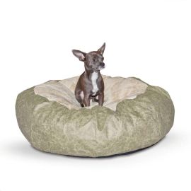 Self Warming Cuddle Ball Pet Bed (Color: Green, size: medium)