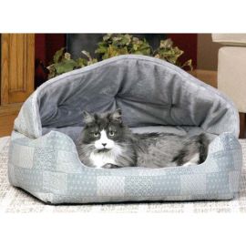 Lounge Sleeper Hooded Pet Bed (Color: Teal, size: 20" x 25" x 13")