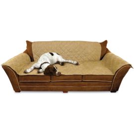 Furniture Cover Couch (Color: Tan, size: 26" x 70" seat, 42" x 88" back, 22" x 26" side arms)