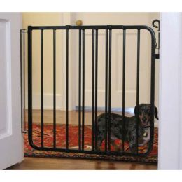 Auto Lock Hardware Mounted Dog Gate (Color: Black, size: 26.5" - 40.5" x 29.5")