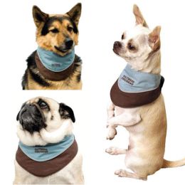 Designer Cool-It Dog Bandana (Color: Blue / Brown, size: large)