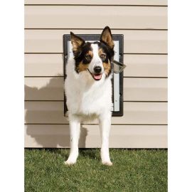 Wall Entry Aluminum Pet Door (Color: Taupe / White, size: medium)