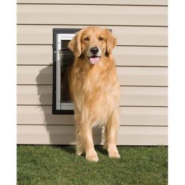 Wall Entry Aluminum Pet Door (Color: Taupe / White, size: large)