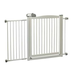 One-Touch 150 Pressure Mounted Pet Gate (Color: White, size: 35" - 61" x 2" x 34.6")
