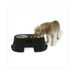 Healthy Pet Diner Elevated Dog Feeder (Color: Black, size: medium)