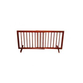 Step Over Free Standing Pet Gate (Color: Walnut, size: 28" - 51.75" x 20")