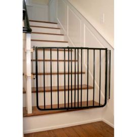 Stairway Special Hardware Mounted Pet Gate (Color: Black, size: 27" - 42.5" x 29.5")