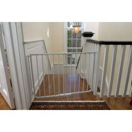 Stairway Special Hardware Mounted Pet Gate (Color: White, size: 27" - 42.5" x 29.5")