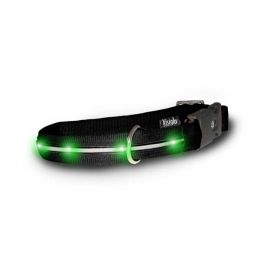 Nylon Collar with LED Lights (Color: Black / Jade Green, size: large)