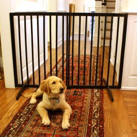 Extra Tall Freestanding Pet Gate (Color: Black, size: 27.5" - 51" x 36")