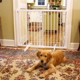 Extra Tall Freestanding Pet Gate (Color: White, size: 27.5" - 51" x 36")